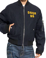 Shop DSQUARED2 Black Oversized Zipper Letter Print Long Sleeve Jacket. S71AN0563S44216-477