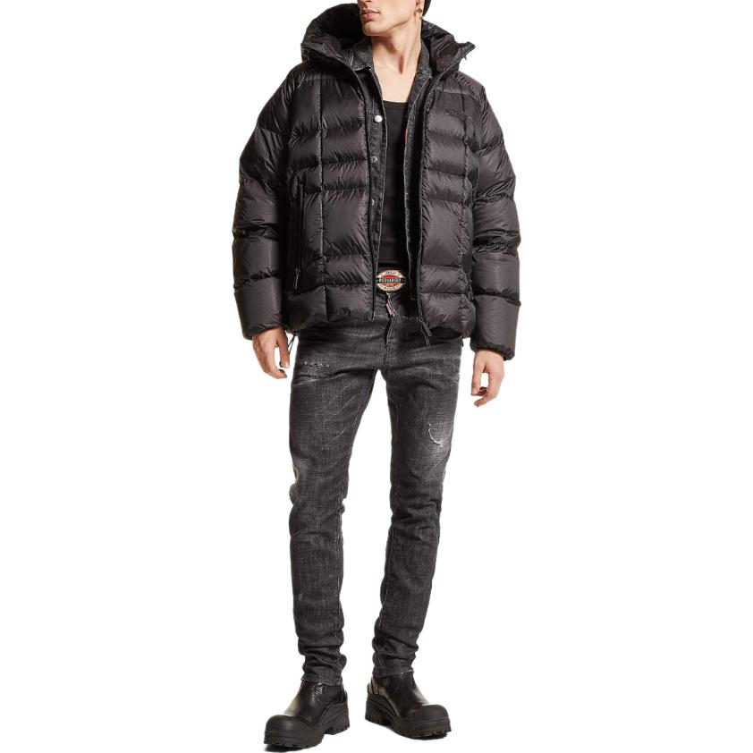 Shop DSQUARED2 黑色修身中腰拉鏈標誌休閒長褲 S74LB1578S30357-900