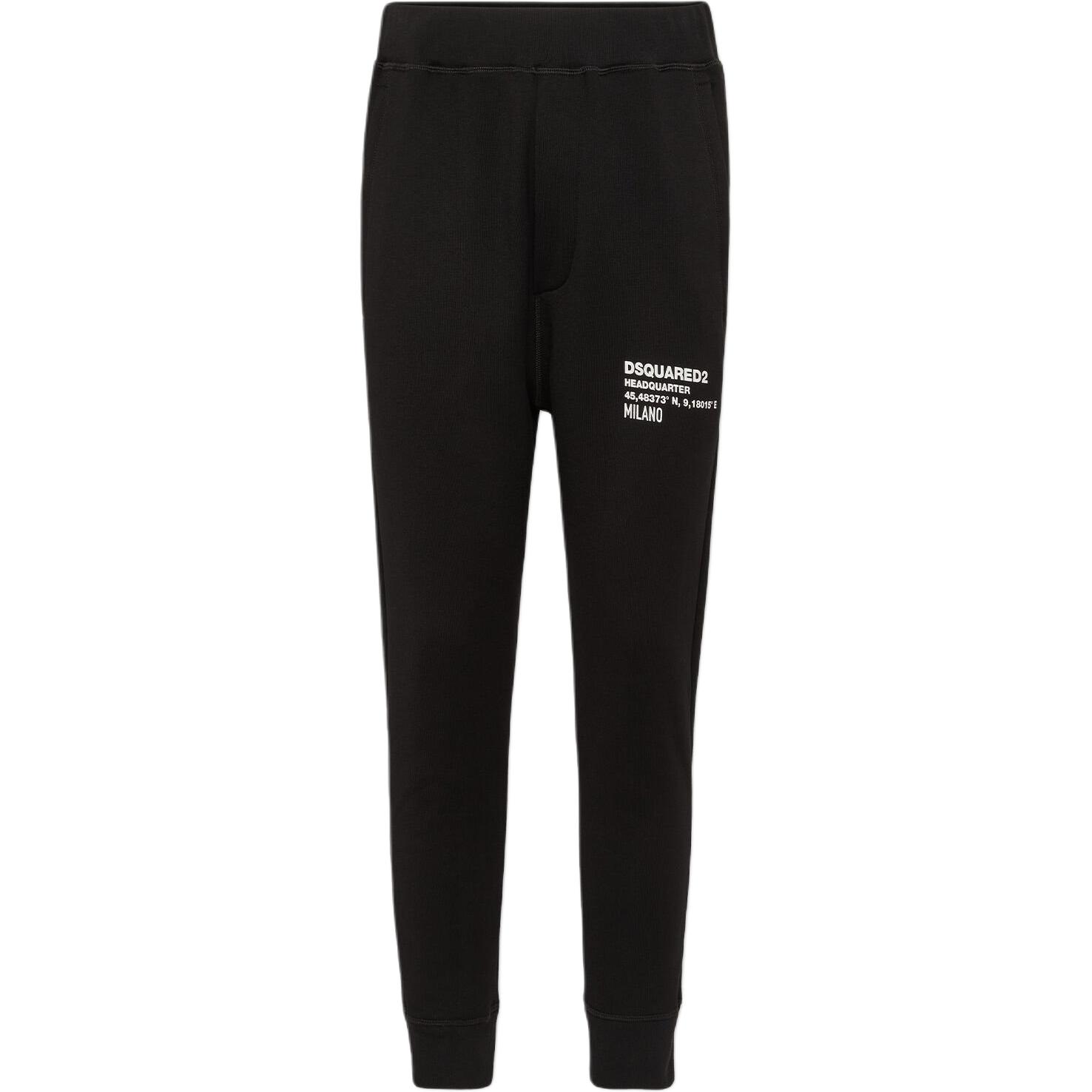 DSQUARED2  Black Slim-Fit Mid-Waist Casual Pants with Elastic Lettering S74KB0967S25516-900
