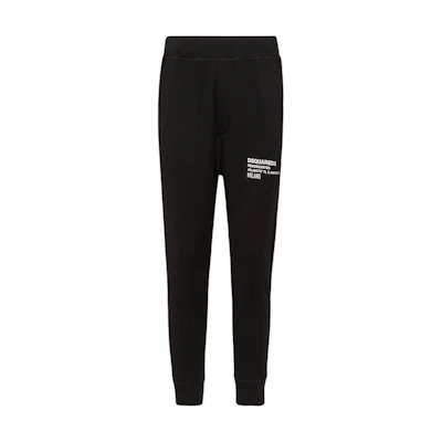 DSQUARED2 Black Slim-Fit Mid-Waist Casual Pants with Elastic Lettering S74KB0967S25516-900
