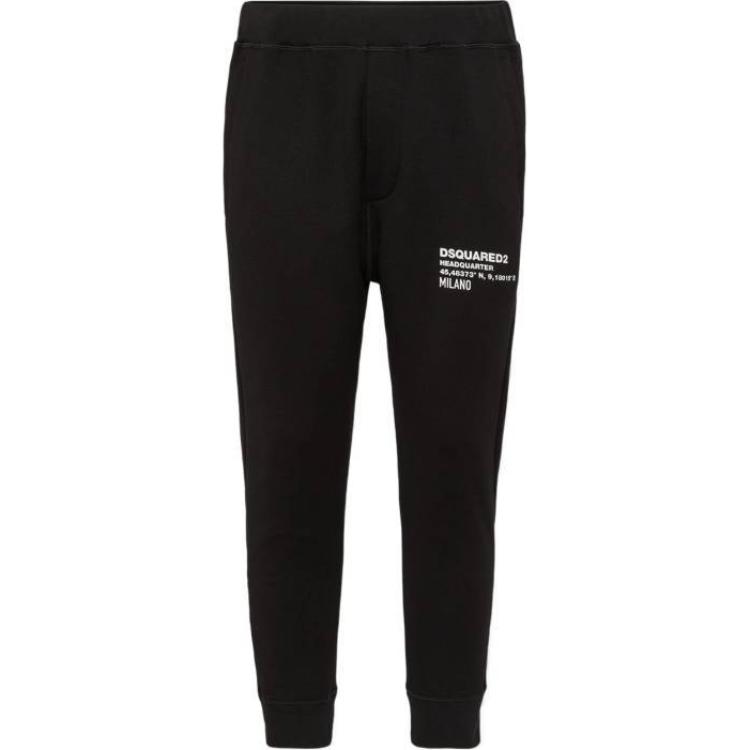 Order DSQUARED2 黑色修身中腰休閒褲帶彈性字母裝飾 S74KB0967S25516-900