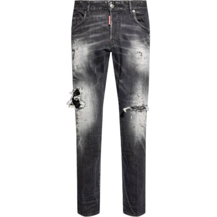 DSQUARED2  Black Straight-Leg Button Fly Jeans with Patches. S74LB1595S30503-900 圖 2