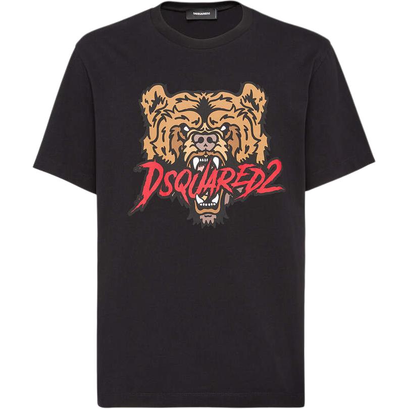 DSQUARED2  Black Tiger Print Logo Short Sleeve Crewneck T-Shirt S74GD1316D20014900