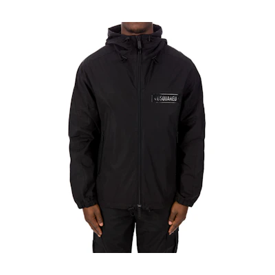 DSQUARED2 Black Zip-Up Hoodie Jacket with Letter Print. S71AN0370S53578-900