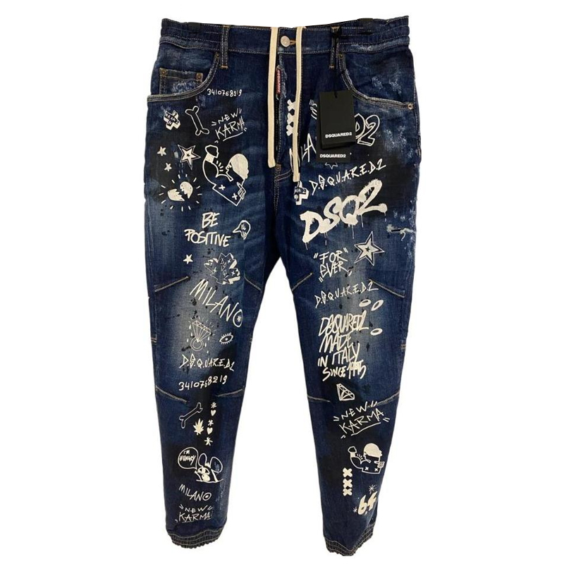 DSQUARED2  Blue Casual Jeans with Fashion Letter Print Design S74LB1088S30685470