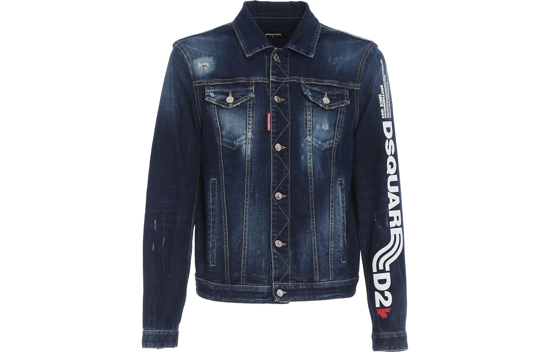 DSQUARED2  Blue Denim Jacket with Letter Print and Single-Breasted Collar. S74AM1151S30664470 圖 2