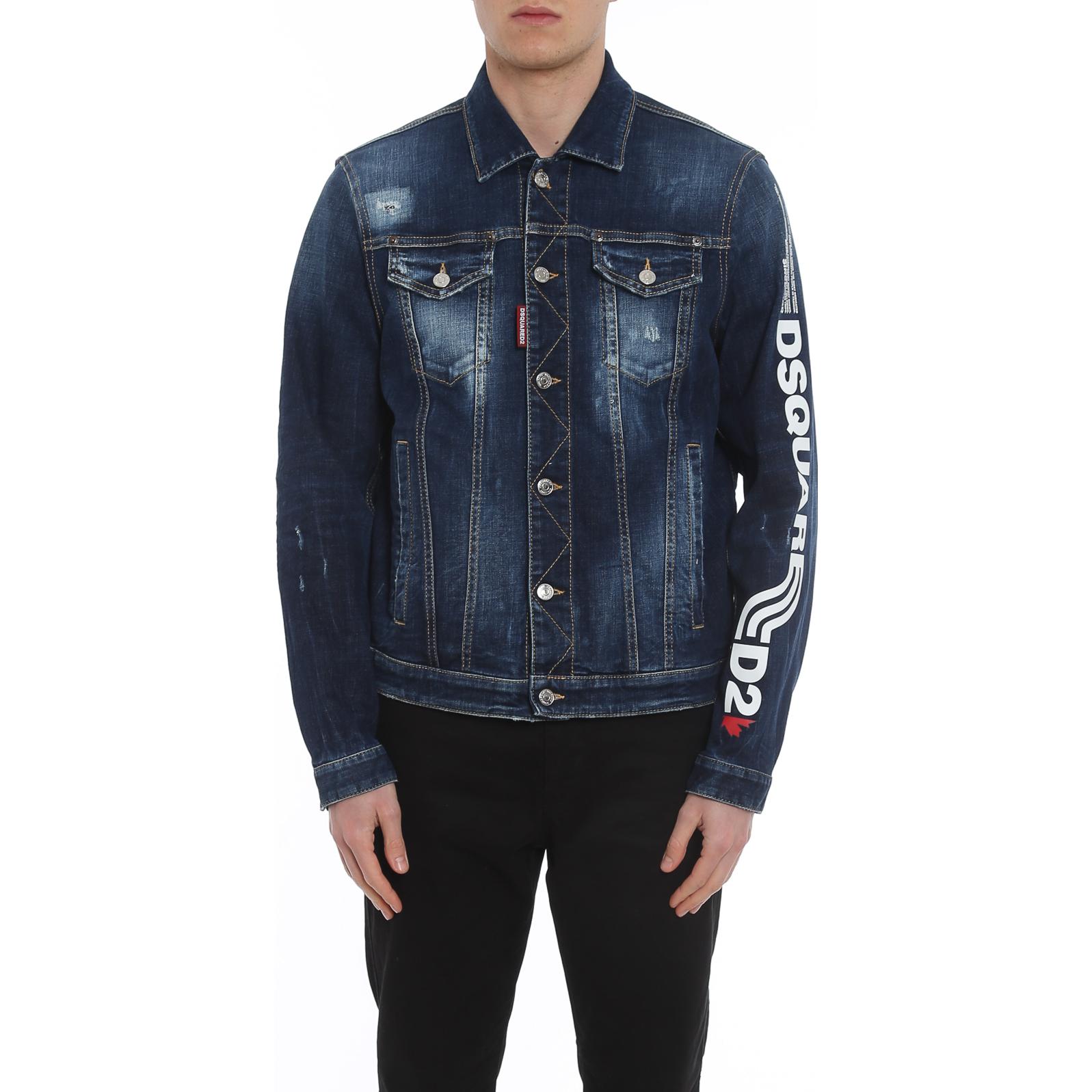 DSQUARED2  Blue Denim Jacket with Letter Print and Single-Breasted Collar. S74AM1151S30664470 圖 3