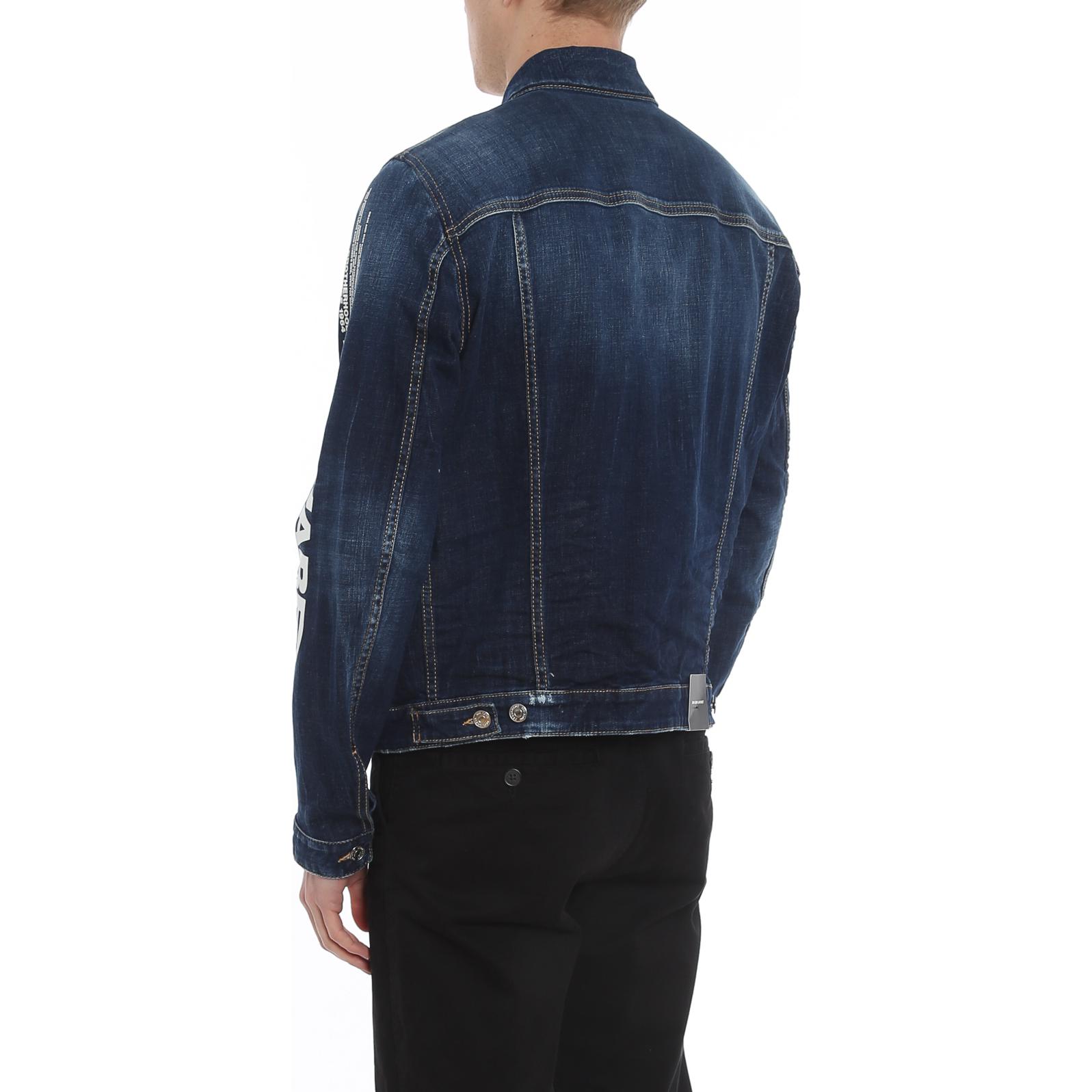 DSQUARED2  Blue Denim Jacket with Letter Print and Single-Breasted Collar. S74AM1151S30664470 圖 4