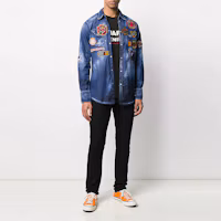 Lookbook DSQUARED2 Blue Denim Shirt with Multiple Patches Long Sleeve S74DM0444S30341-470