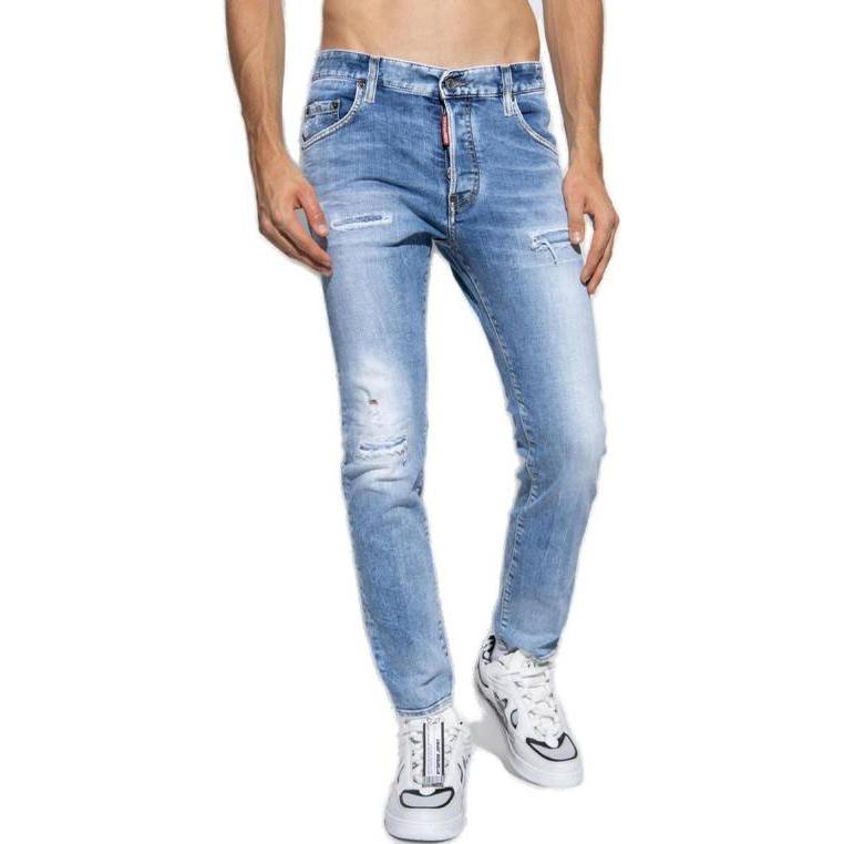 DSQUARED2  Blue Distressed Straight-Leg Button Jeans S71LB1255S30664-470 圖 4