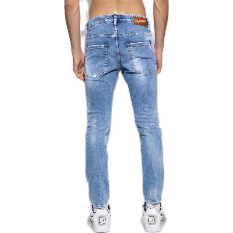 DSQUARED2  Blue Distressed Straight-Leg Button Jeans S71LB1255S30664-470 圖 5