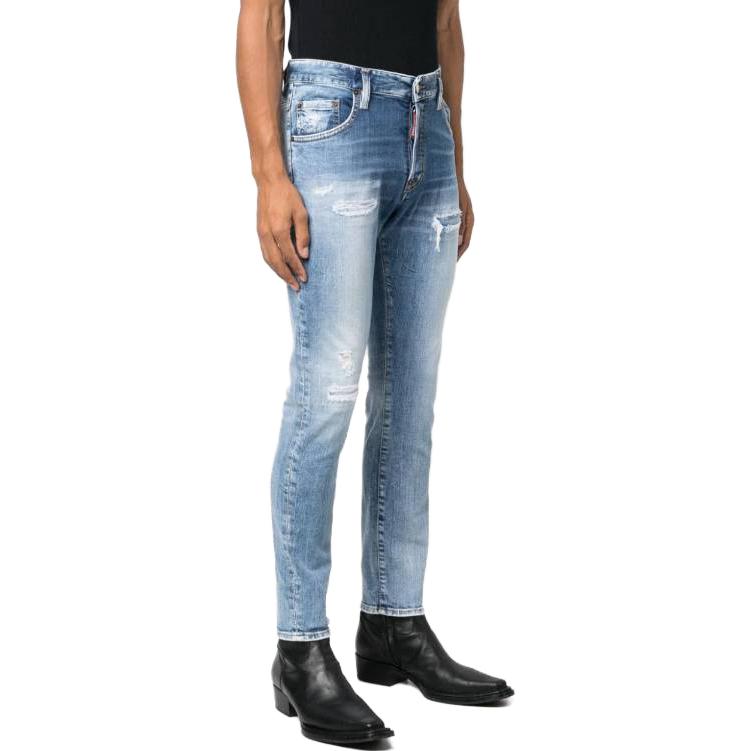DSQUARED2  Blue Distressed Straight-Leg Button Jeans S71LB1255S30664-470 圖 6