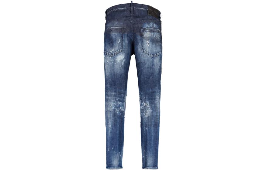 DSQUARED2  Blue Distressed Stretch Cotton Jeans with Logo & Side Zipper. S74LB0837S30342-470 圖 3