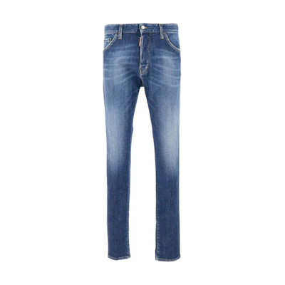 DSQUARED2 Blue Washed Distressed Straight-Fit Zipper Jeans S74LB1571S30872-470