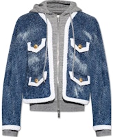 DSQUARED2 Blue Zip-Up Hooded Patchwork Jacket. S71AN0580D30001-470 DSQUARED2 Blue Zip-Up Hooded Patchwork Jacket. S71AN0580D30001-470