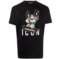 DSQUARED2 Cartoon Letter Print Black Short Sleeve T-Shirt S79GC0033S23009-900 DSQUARED2 Cartoon Letter Print Black Short Sleeve T-Shirt S79GC0033S23009-900