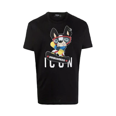 DSQUARED2 Cartoon Letter Print Black Short Sleeve T-Shirt S79GC0033S23009-900