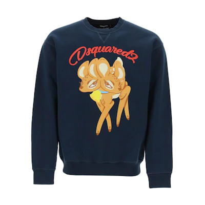 DSQUARED2 Cartoon Print Pullover Sweatshirt Navy Blue S71GU0479S25042-478NB