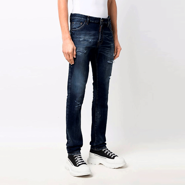 DSQUARED2  Distressed Straight-Leg Solid Color Denim Jeans. S74LB1044S30789-470 圖 4