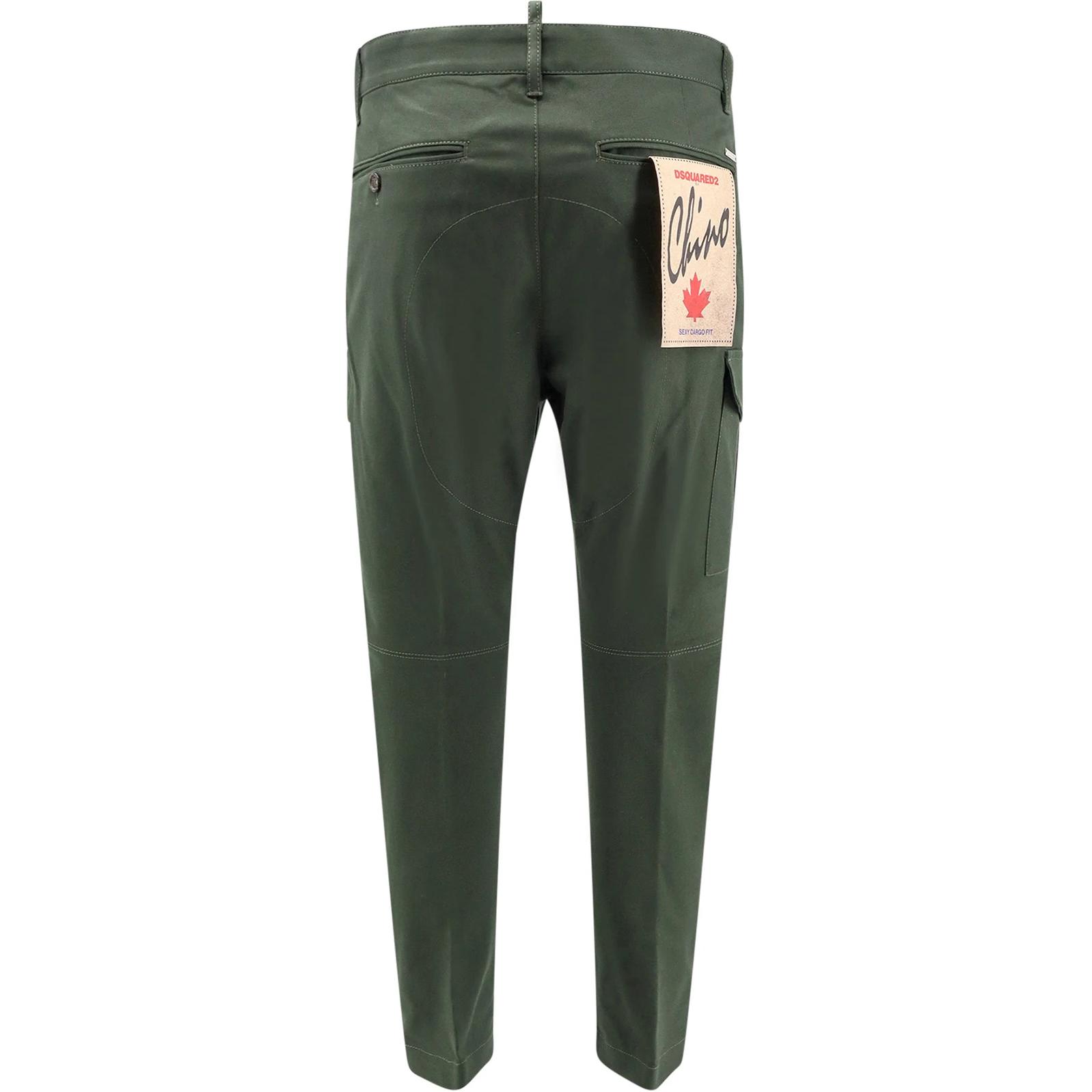 Lookbook DSQUARED2 綠色中腰拉鍊口袋直筒工裝褲 S74KB0909S39021-632