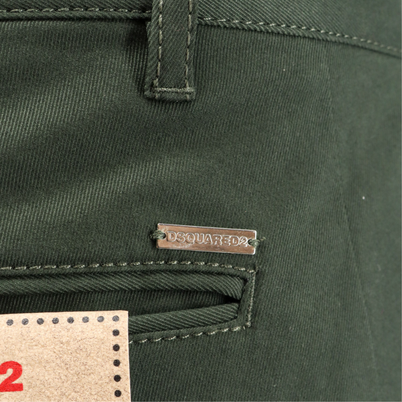 Cheap DSQUARED2 綠色中腰拉鍊口袋直筒工裝褲 S74KB0909S39021-632