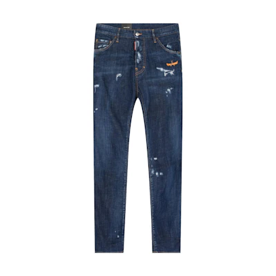 DSQUARED2 High-Waisted Distressed Straight-Leg Jeans Blue S74LB0560S30342-470