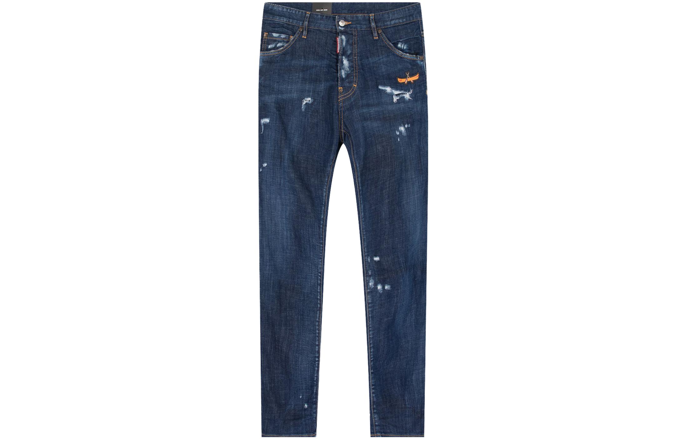 Order DSQUARED2  High-Waisted Distressed Straight-Leg Jeans Blue S74LB0560S30342-470
