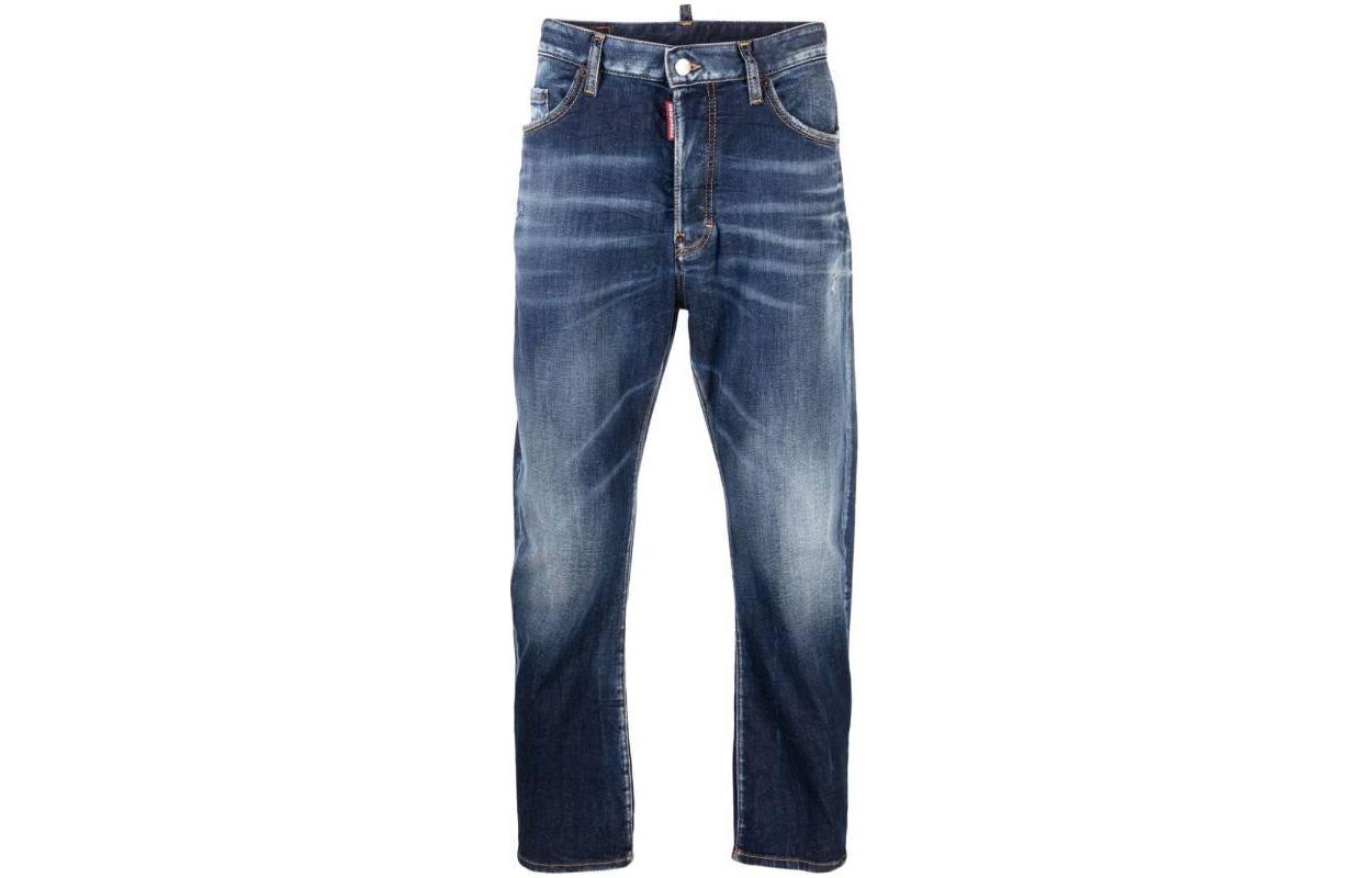 Order DSQUARED2 蓝色宽松直筒纽扣牛仔裤 S74LB1460S30789-470