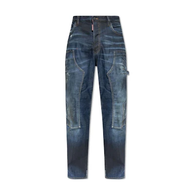 DSQUARED2 Low-Rise Straight Jeans Dark Blue Patchwork Design. S71LB1473S30342-470