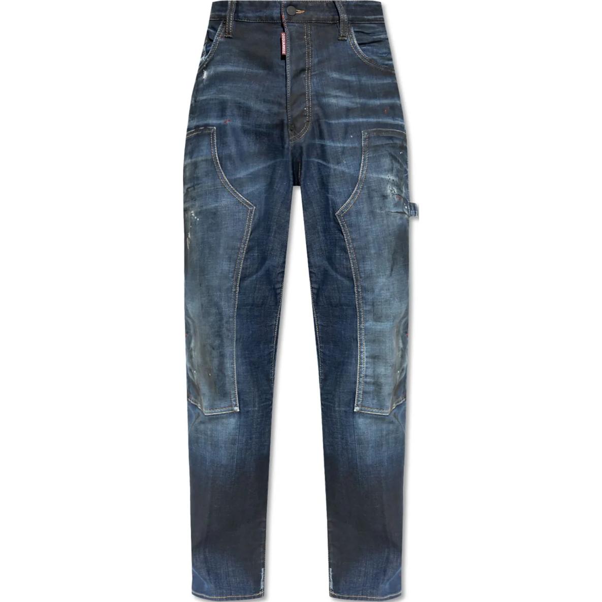 DSQUARED2  Low-Rise Straight Jeans Dark Blue Patchwork Design. S71LB1473S30342-470 圖 2