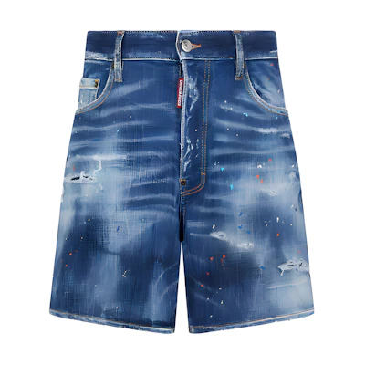 DSQUARED2 Mid-Rise Distressed Slim Fit Zipper Denim Shorts Blue. S71MU0797S30872-470