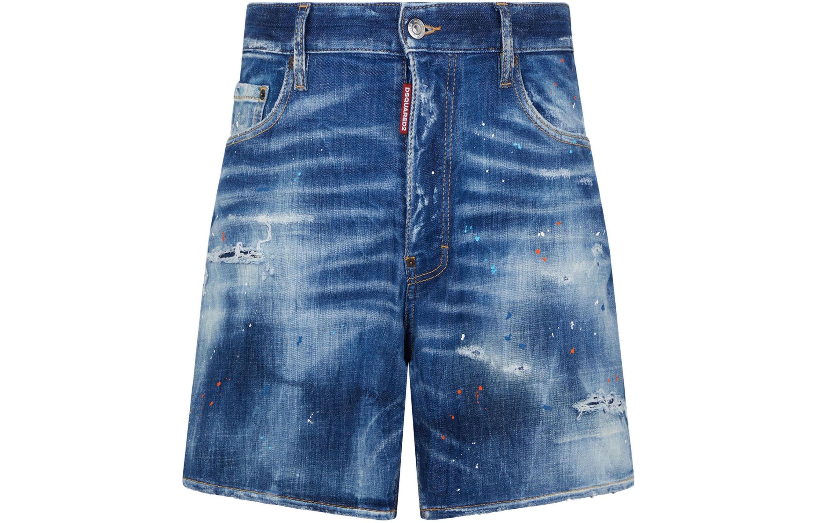 Order DSQUARED2 中腰破壞修身拉鏈牛仔短褲 藍色. S71MU0797S30872-470