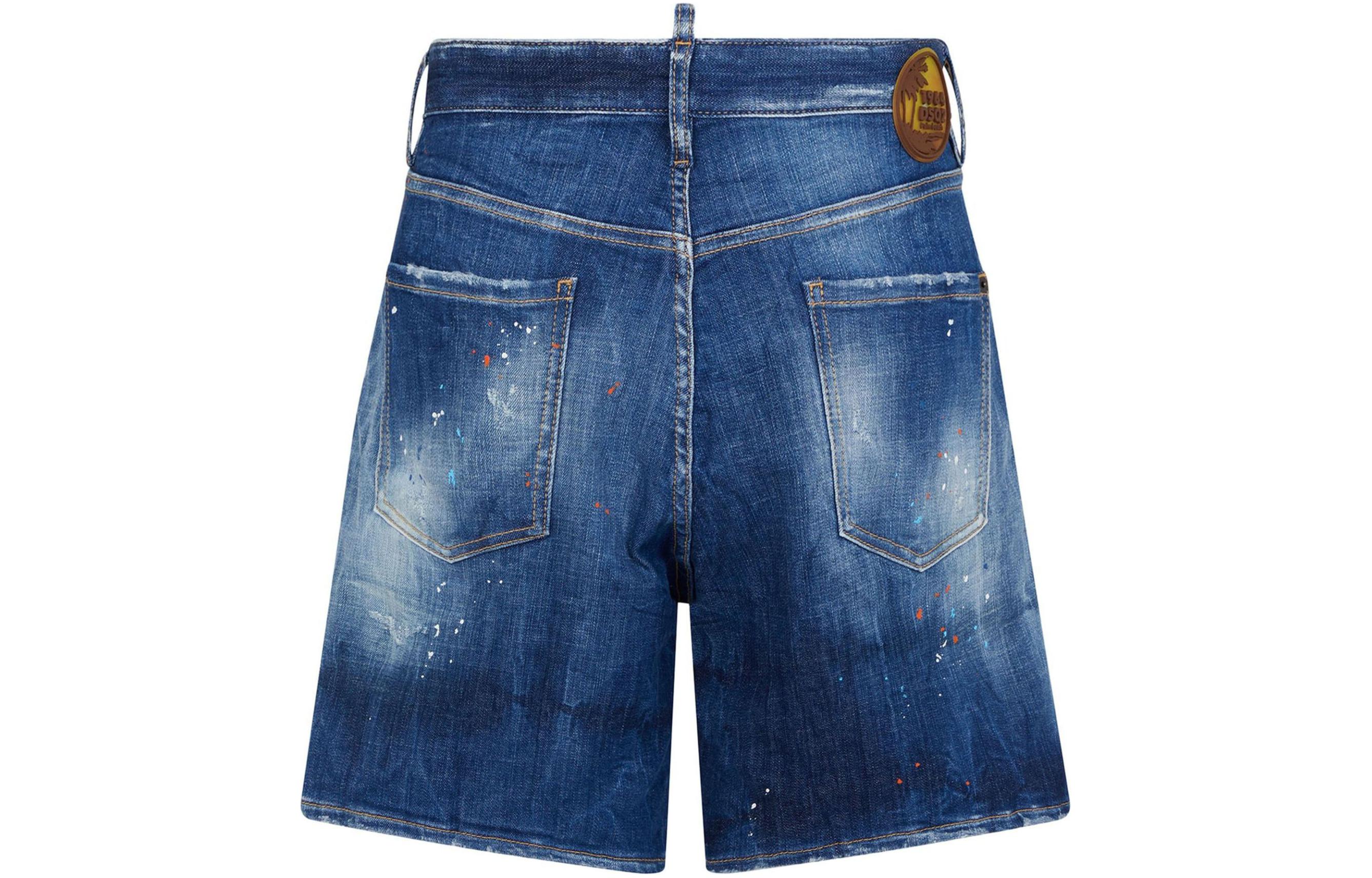 Lookbook DSQUARED2 中腰破壞修身拉鏈牛仔短褲 藍色. S71MU0797S30872-470