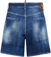 Lookbook DSQUARED2 Mid-Rise Distressed Slim Fit Zipper Denim Shorts Blue. S71MU0797S30872-470