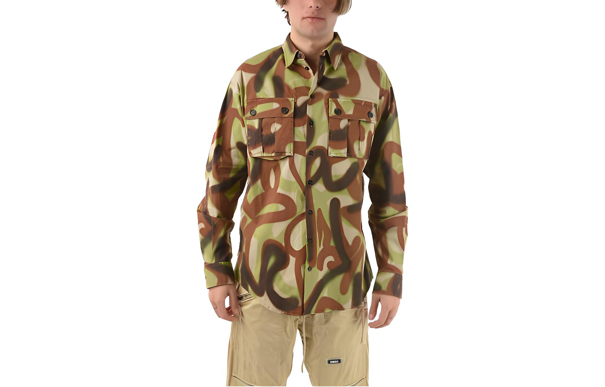 DSQUARED2  Multicolor Long Sleeve Collared Shirt - Brown S74DM0565S54405-002S