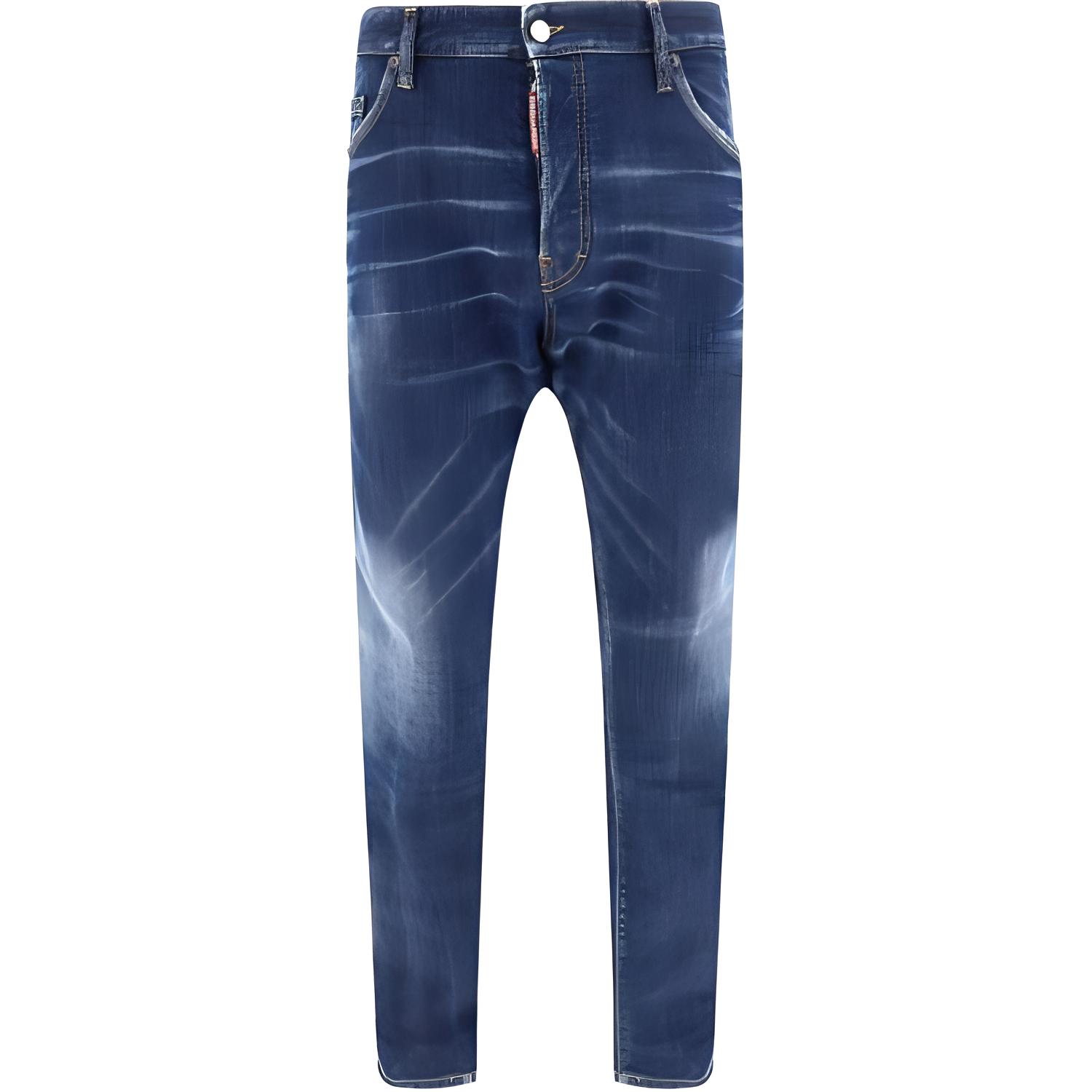 DSQUARED2  Navy Blue Slim Fit Straight Jeans with Zipper. S74LB1591S30664-470