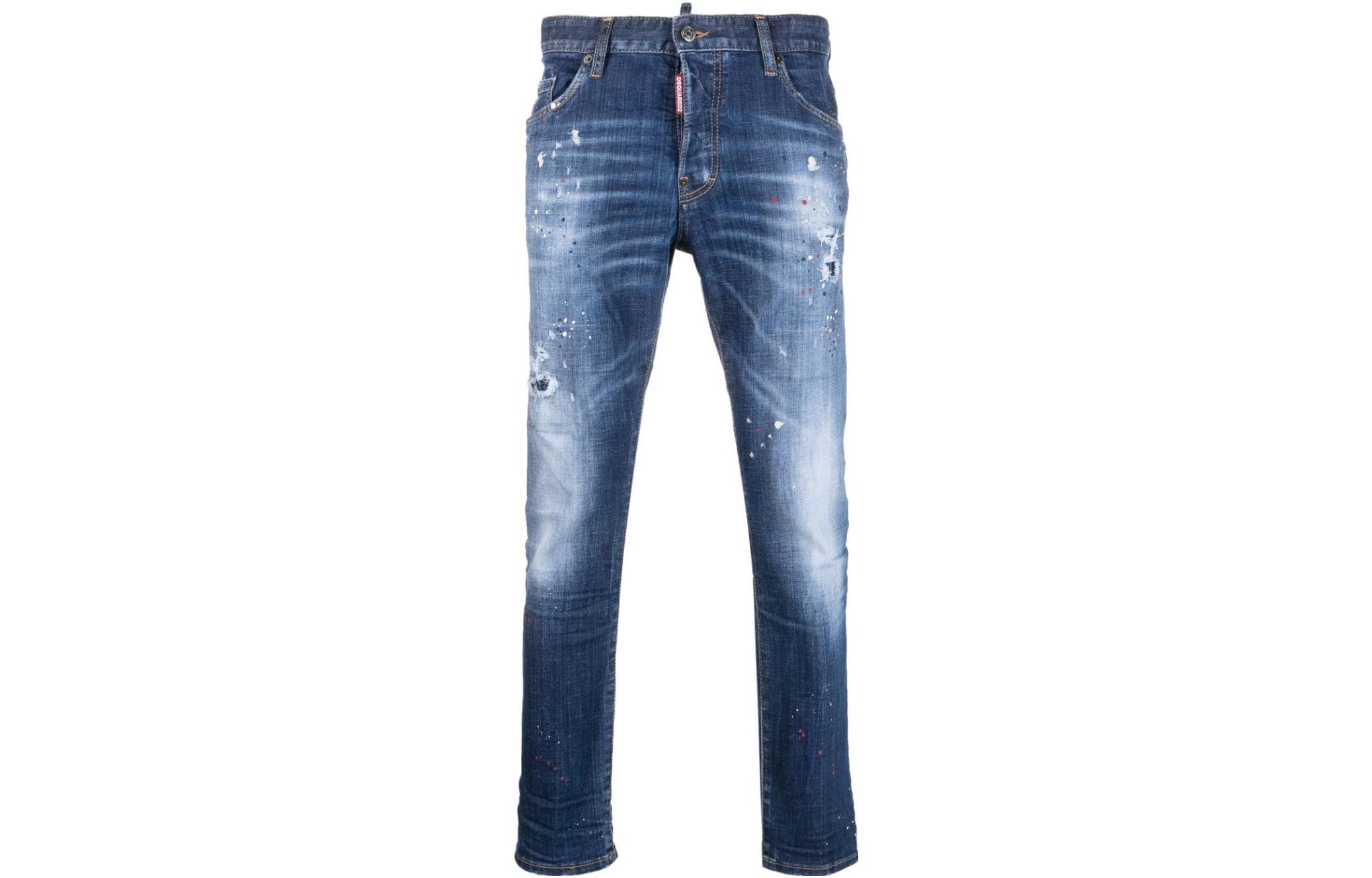 DSQUARED2  Navy Blue Splatter Ripped Slim Fit Jeans. S74LB1331S30342-470 圖 2
