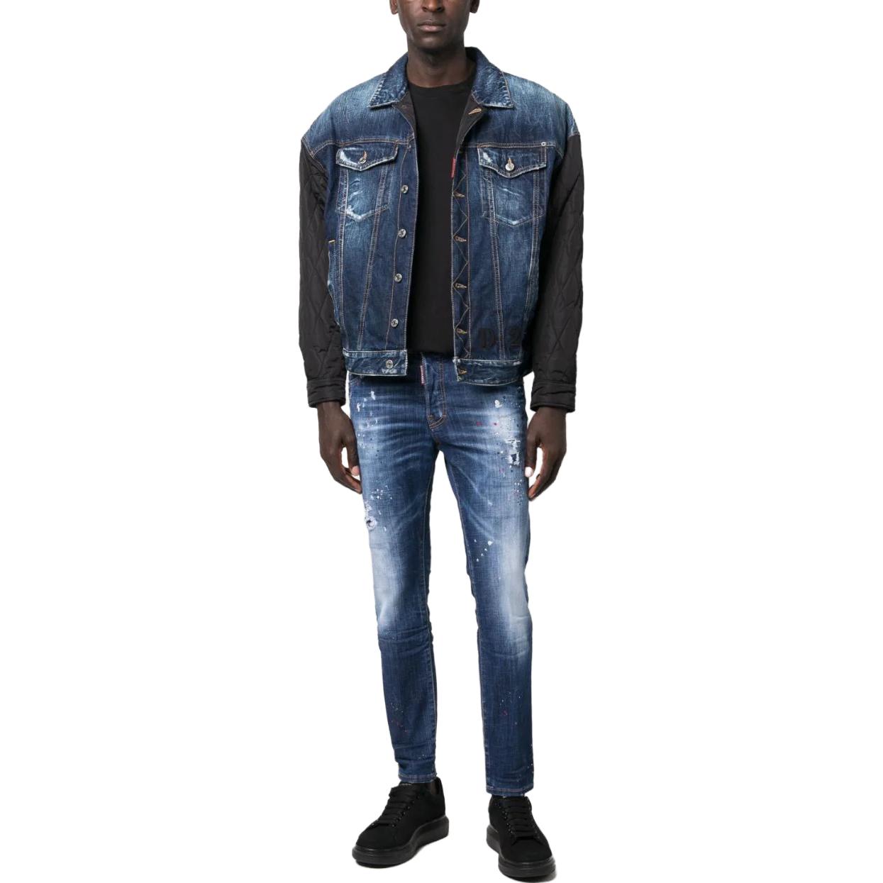 DSQUARED2  Navy Blue Splatter Ripped Slim Fit Jeans. S74LB1331S30342-470 圖 3