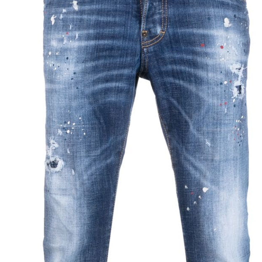 DSQUARED2  Navy Blue Splatter Ripped Slim Fit Jeans. S74LB1331S30342-470 圖 7