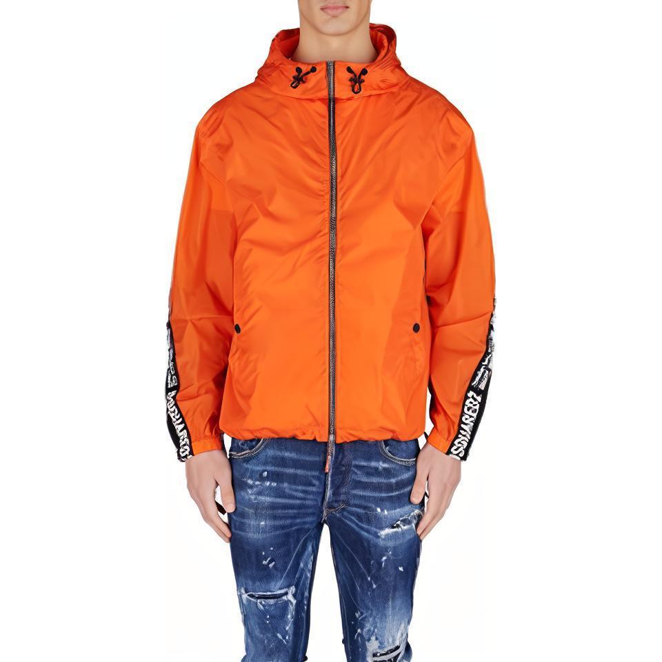 DSQUARED2  Orange Logo Print Zip-Up Hoodie Jacket. S74AM1443S49197-186