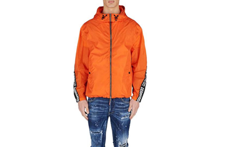 Order DSQUARED2 橘色Logo印花拉鍊連帽外套夾克 S74AM1443S49197-186
