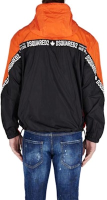 DSQUARED2 橘色Logo印花拉鍊連帽外套夾克 S74AM1443S49197-186 Shop DSQUARED2 橘色Logo印花拉鍊連帽外套夾克 S74AM1443S49197-186