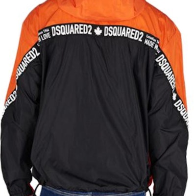 DSQUARED2 橘色Logo印花拉鍊連帽外套夾克 S74AM1443S49197-186 Sizing DSQUARED2 橘色Logo印花拉鍊連帽外套夾克 S74AM1443S49197-186
