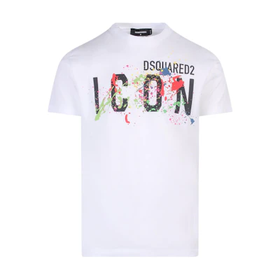 DSQUARED2 Paint-Splatter Logo Short-Sleeve T-Shirt. S79GC0052S23009-100