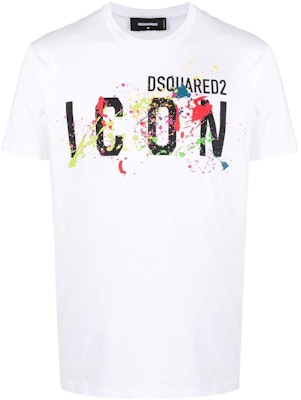 DSQUARED2 ペイントスプラッター ロゴ 半袖 Tシャツ. S79GC0052S23009-100 Order DSQUARED2 ペイントスプラッター ロゴ 半袖 Tシャツ. S79GC0052S23009-100