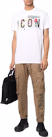 Shop DSQUARED2 Paint-Splatter Logo Short-Sleeve T-Shirt. S79GC0052S23009-100