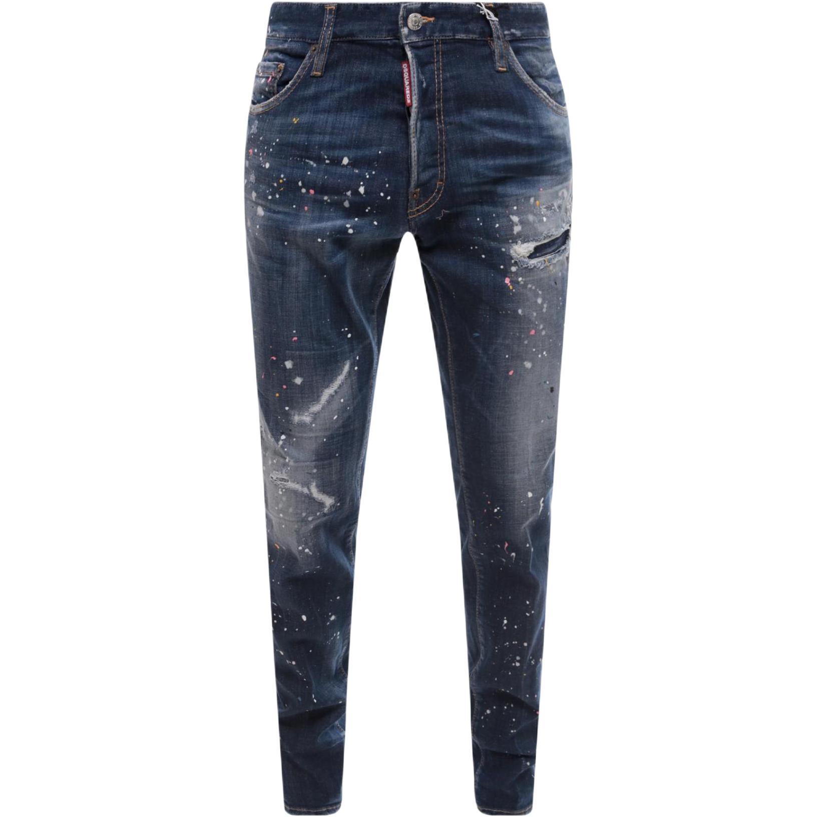 DSQUARED2  Paint Splatter Mid-Rise Button Jeans - Blue. S74LB1341S30342470