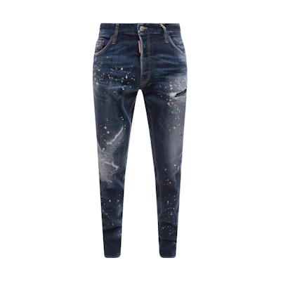 DSQUARED2 Paint Splatter Mid-Rise Button Jeans - Blue. S74LB1341S30342470