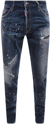 DSQUARED2 Paint Splatter Mid-Rise Button Jeans - Blue. S74LB1341S30342470 Order DSQUARED2 Paint Splatter Mid-Rise Button Jeans - Blue. S74LB1341S30342470