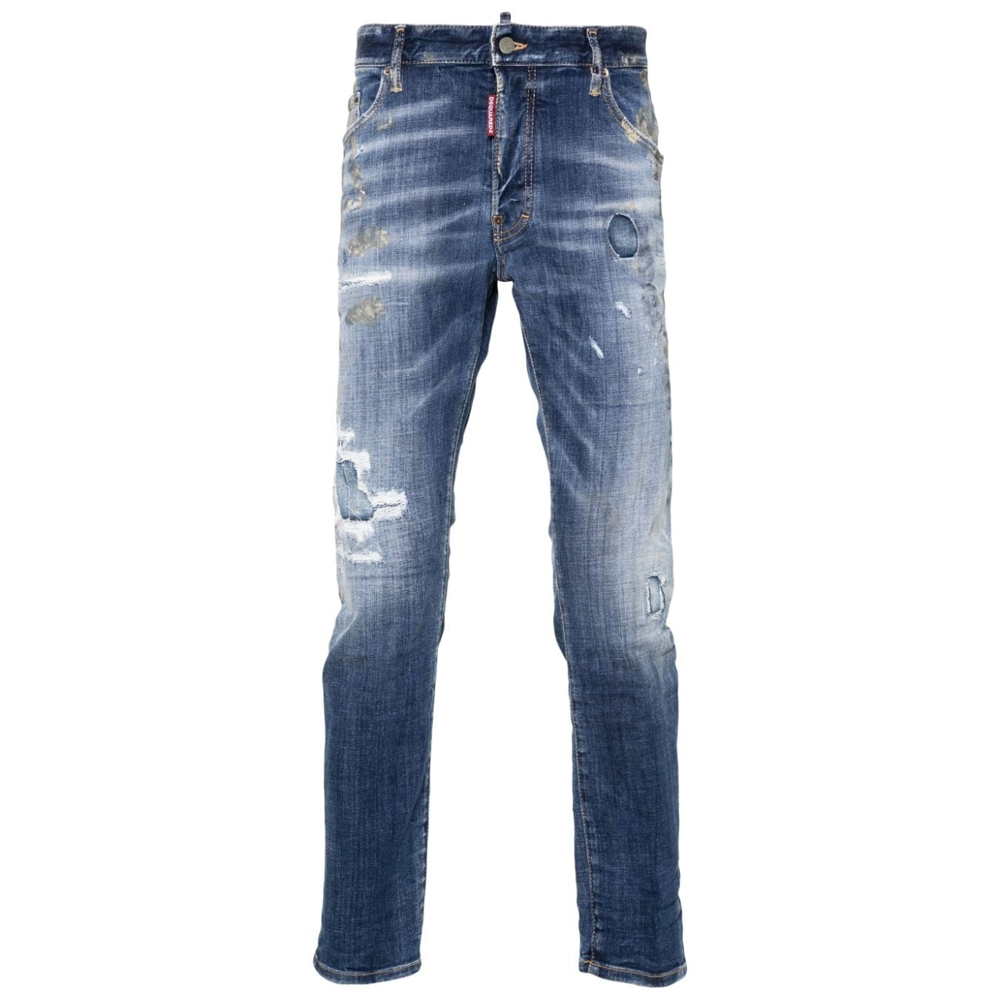 DSQUARED2  Printed Stretch Zipper Jeans Blue S74LB1583S30664-470